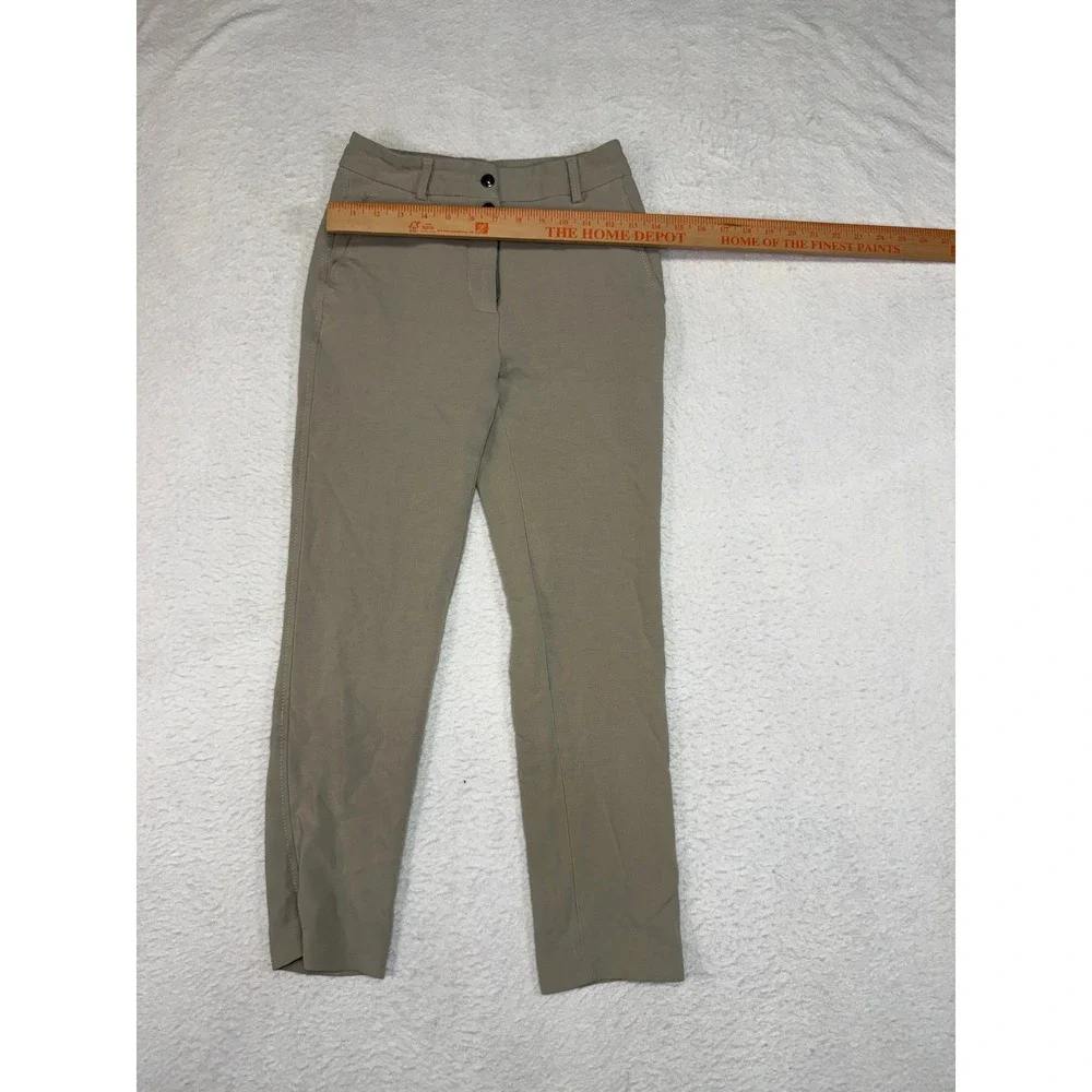 Massimo Dutti Womens Tan Khaki High Rise Slim Fit Trousers Size 2